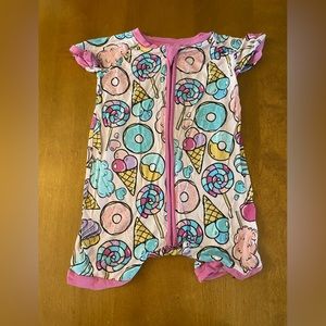 Little Sleepies Sweet Treats Shorty Zippie Romper size 6-12 months